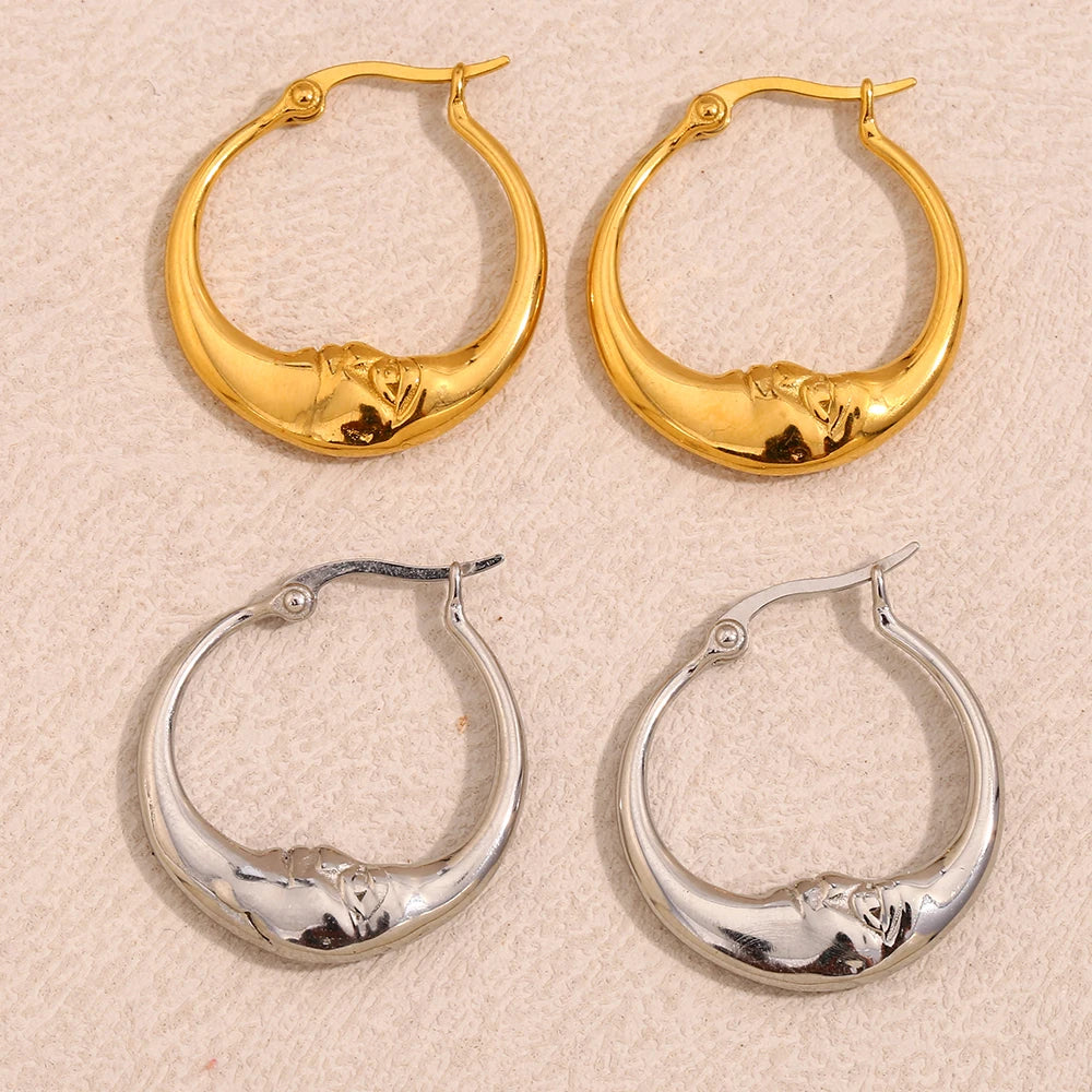 18K Gold Plated Moon Hoop Earrings