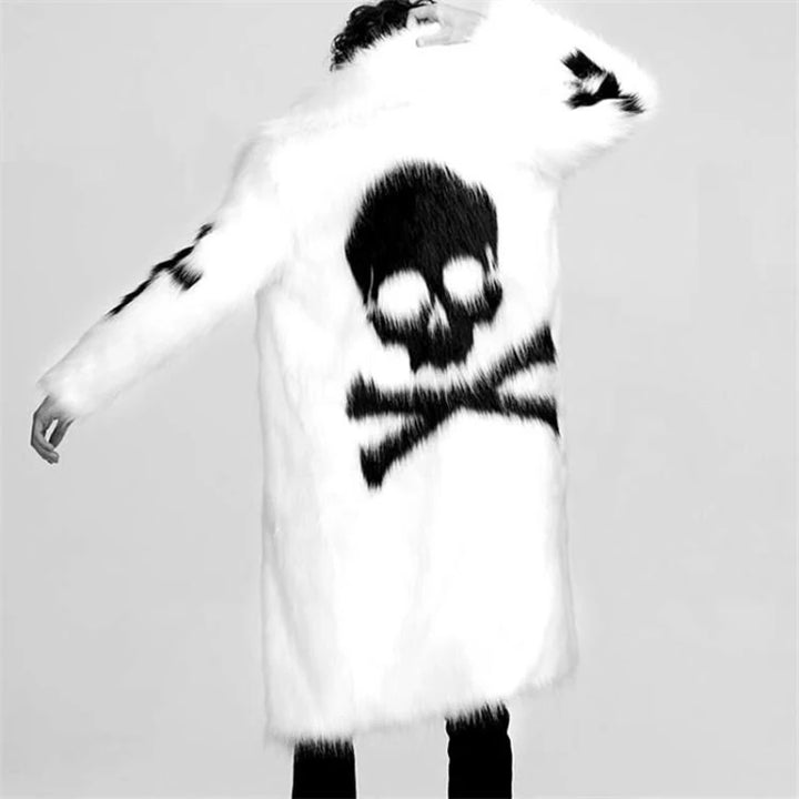 Men's Faux Fur Skull & Crossbones Jacket
