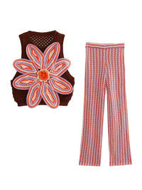 Flower Knitted Two Piece Set