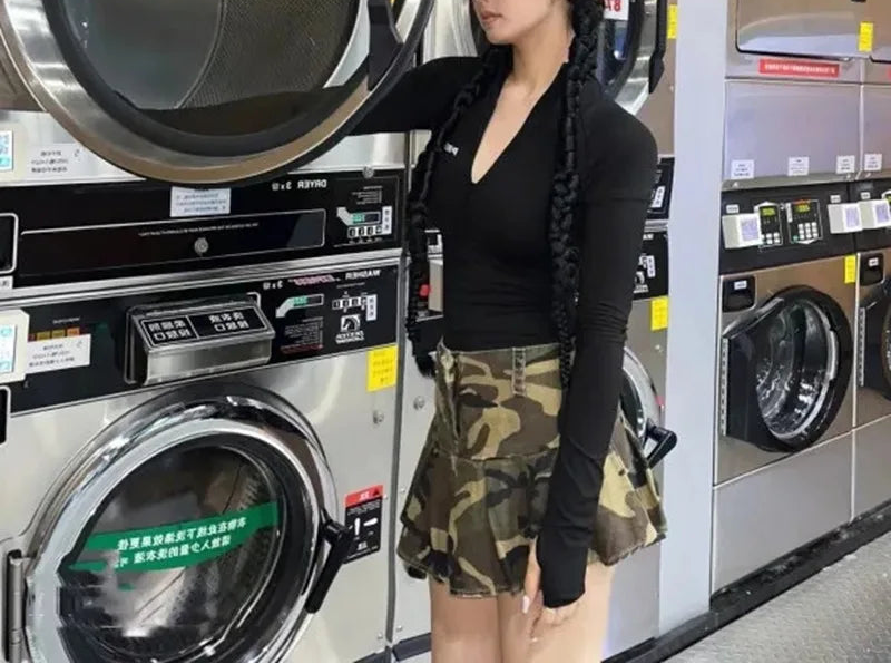 Camouflage Pleated Mini Skirt - Festigal