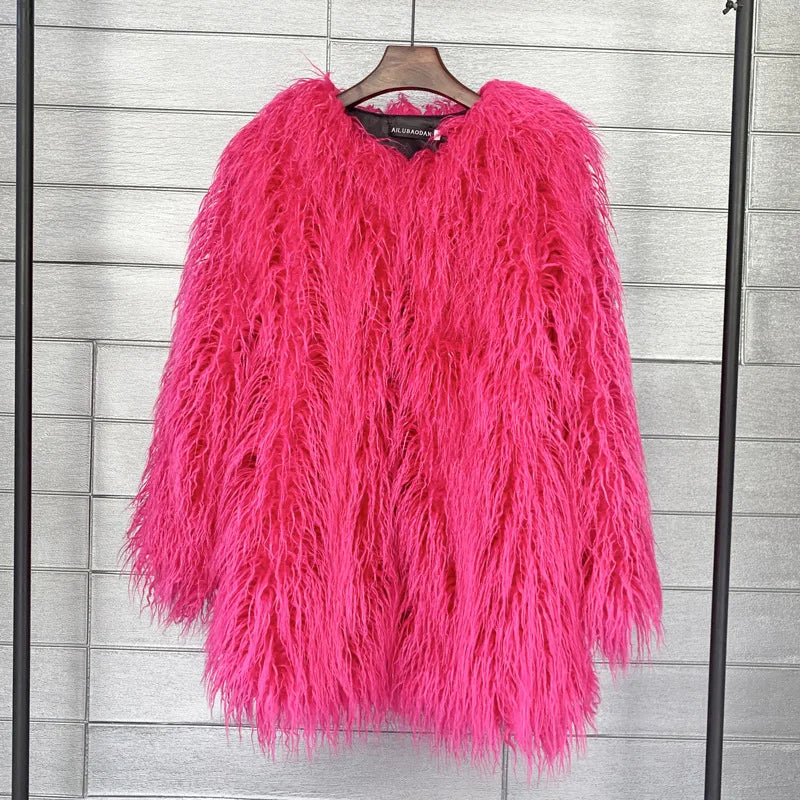 Faux Mongolian Fur Jacket - Festigal