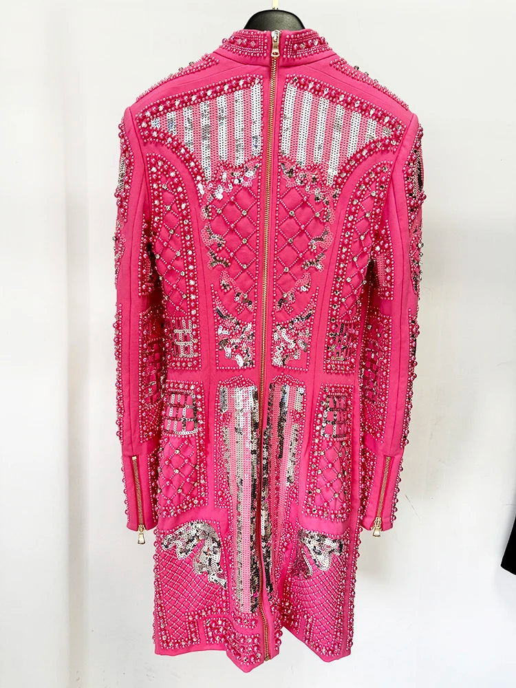 Long Sleeved Embellished Dress - Festigal