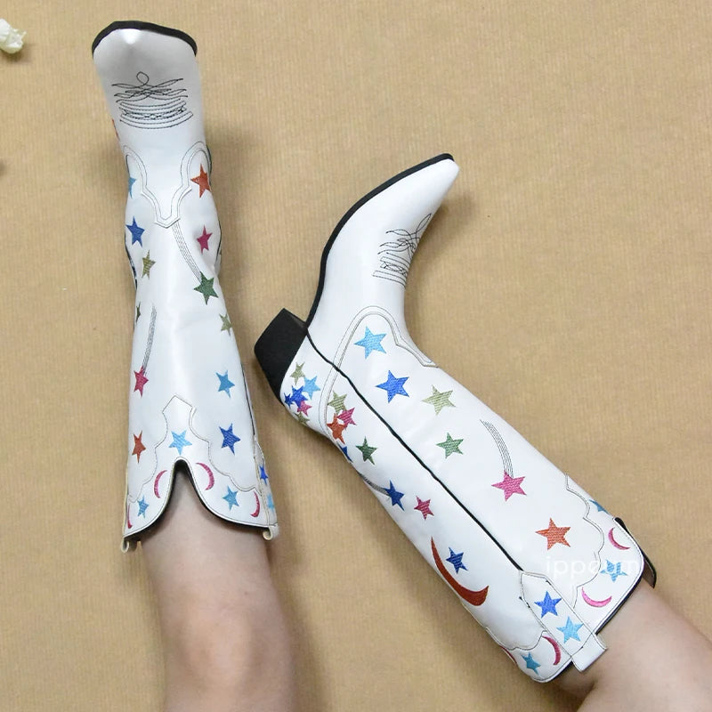 White Celestial Cowboy Boots - Festigal