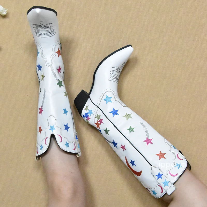 White Celestial Cowboy Boots