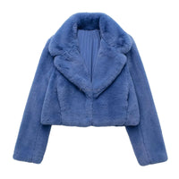 Blue For You Faux Fur Short Waist Jacket - Festigal