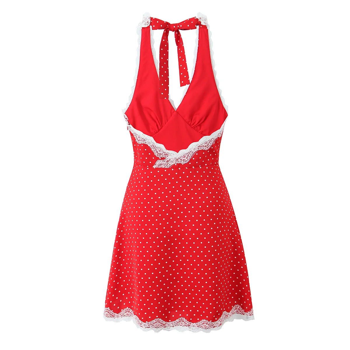 Polka Dot Lace Trim Dress - Festigal