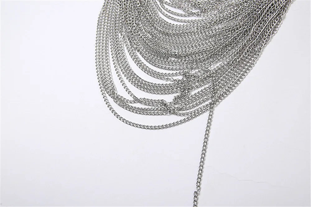 Draped Chain Halter Neck Top