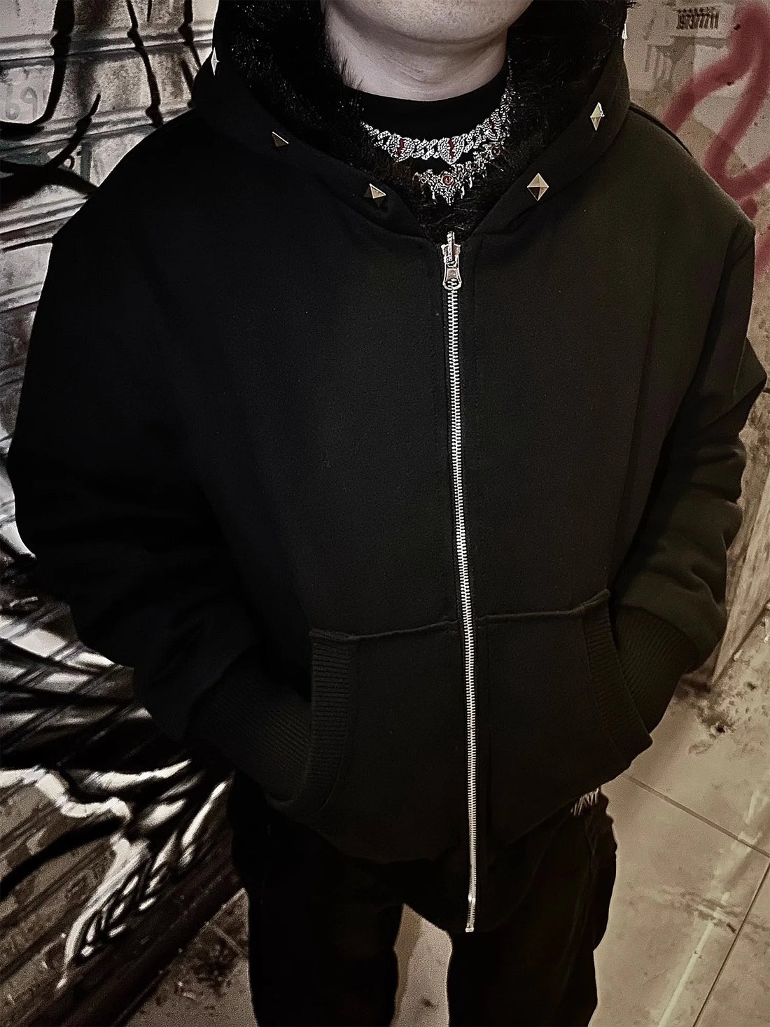 Mens Faux Fur Cross Jacket