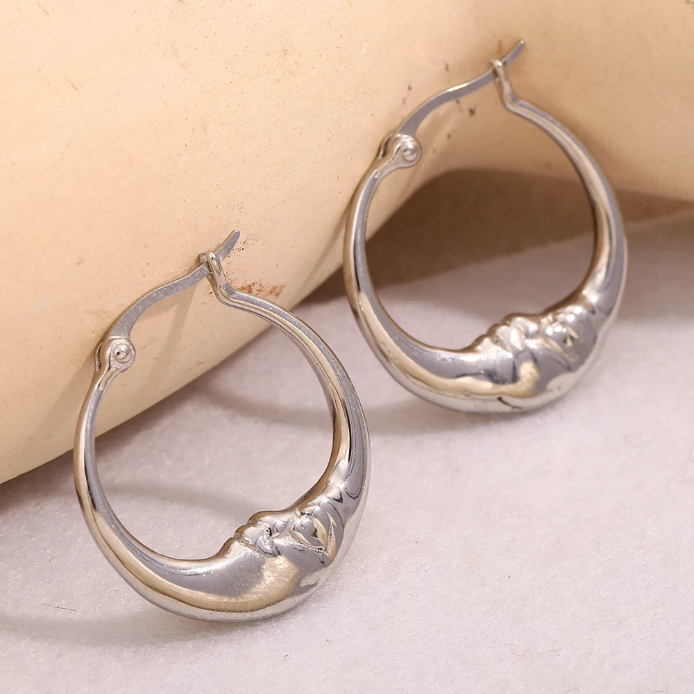 18K Gold Plated Moon Hoop Earrings