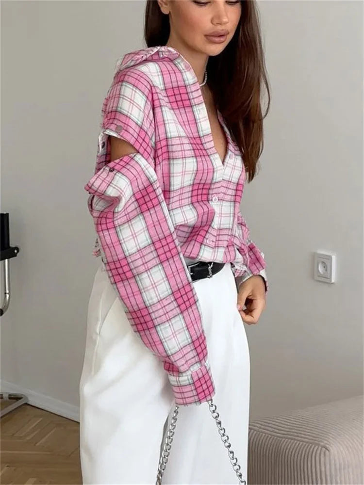 Pink & White Plaid Shirt - Festigal