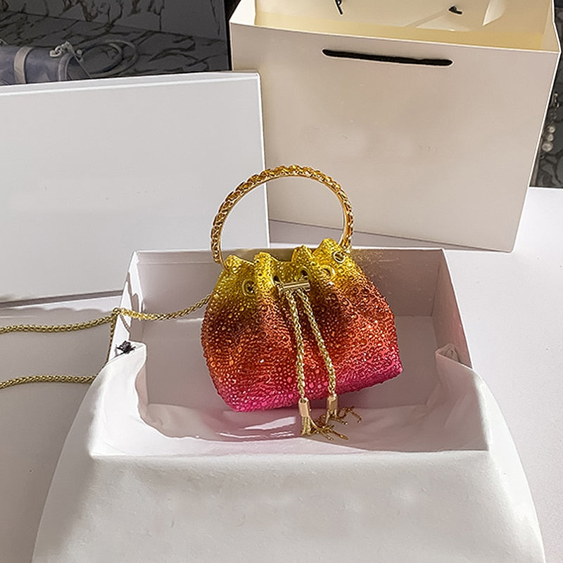 Rhinestone Ombre Bucket Bag - Festigal