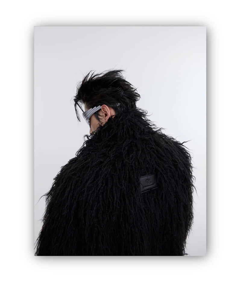 Men's Shaggy Faux Fur Jacket - Festigal