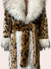 Long Faux Fur Leopard Print Coat