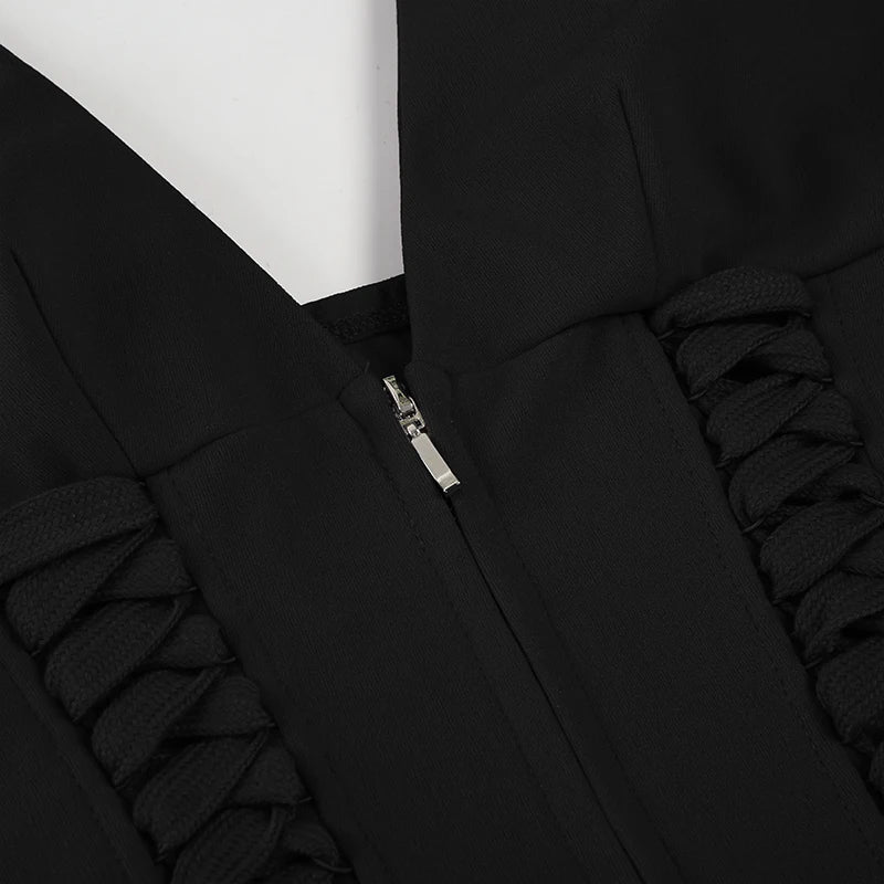 Lace Up V Neck Bandage Top - Festigal