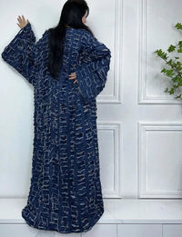 Blue Distressed Long Maxi Cardigan