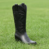 Embroidered Mid Calf Cowboy Boots - Festigal