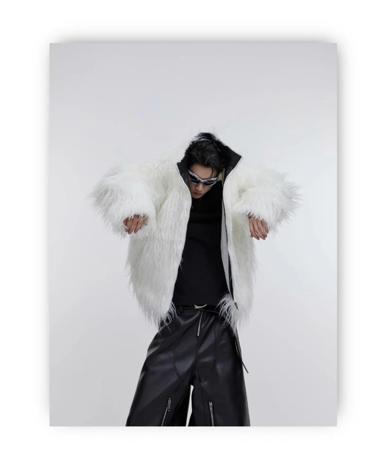 Men's Shaggy Faux Fur Jacket - Festigal