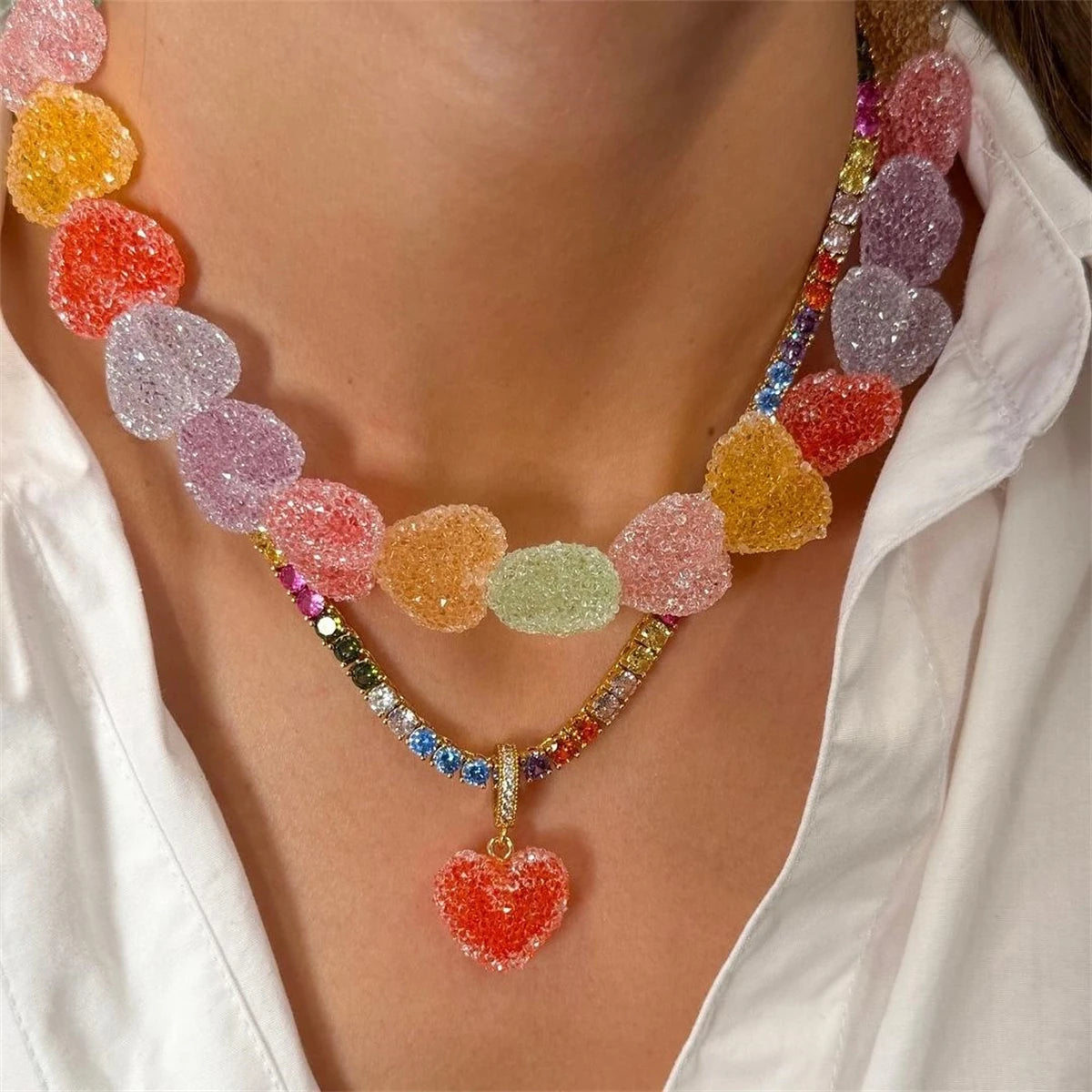 Fruit Pastille Candy Heart Necklace - Festigal