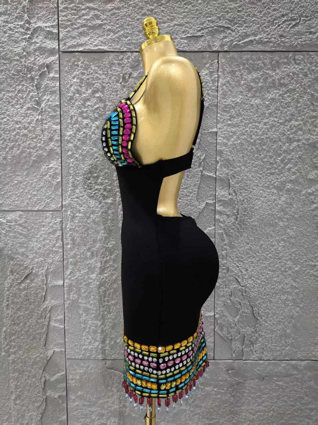 Gem Embellished Bodycon Dress - Festigal