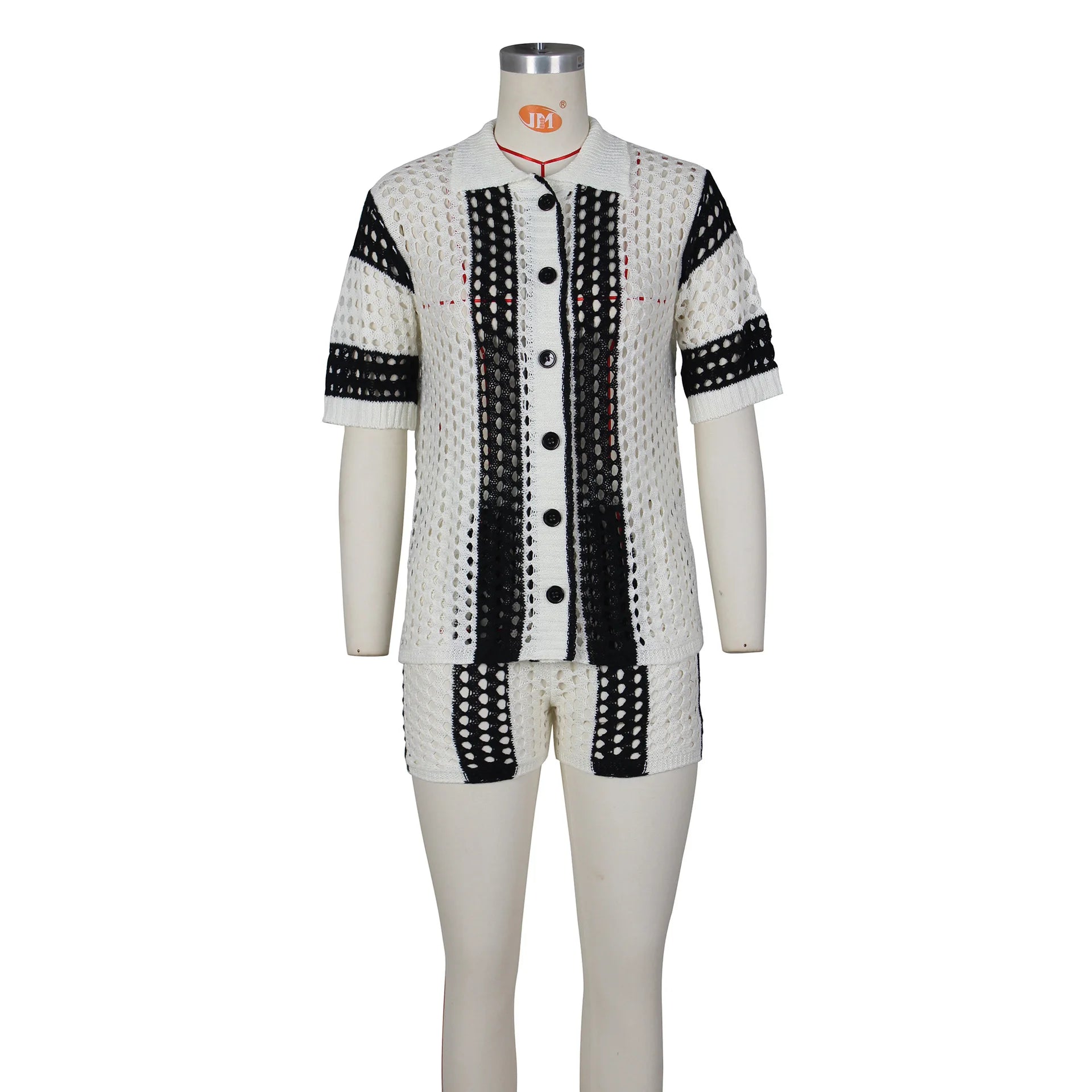 Striped Hollow Out Two-Piece Set - Festigal