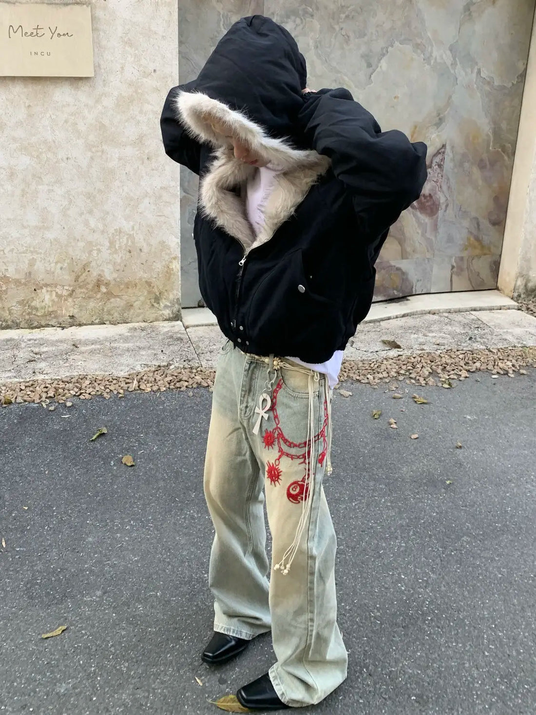 Men's Faux Fur Lined Bomber Jacket - Festigal