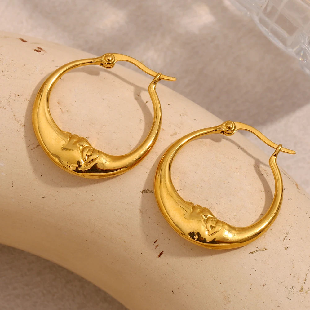 18K Gold Plated Moon Hoop Earrings