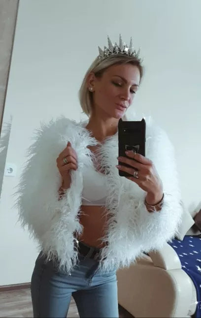 Shaggy Faux Fur Jacket Coat - Festigal