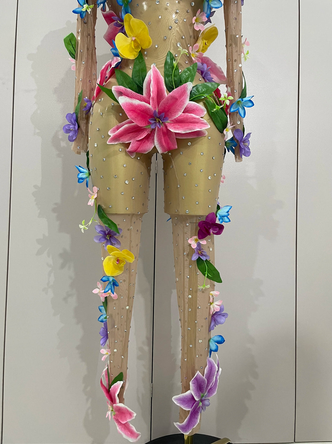 Flower Mesh Rhinestone Jumpsuit