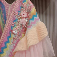 Pastel Ruffle Knit Shawl