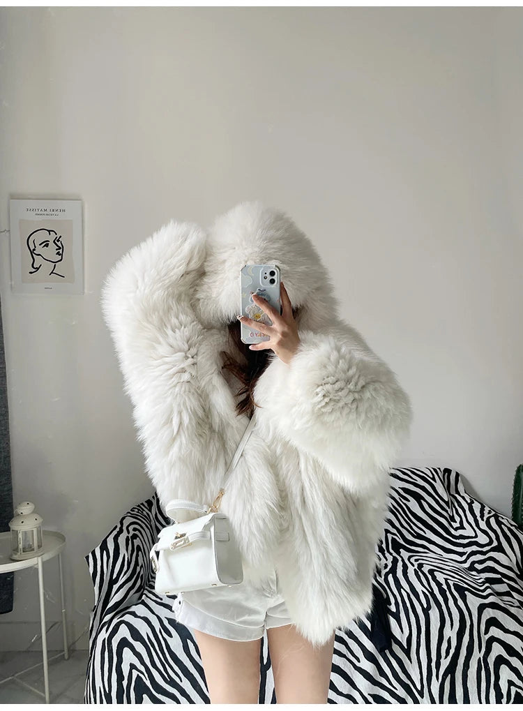 Faux Fur Hooded Coat - Festigal