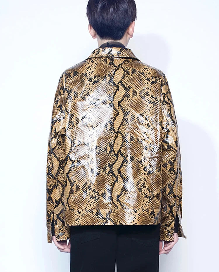 Faux Leather Men’s Snakeskin Jacket - Festigal