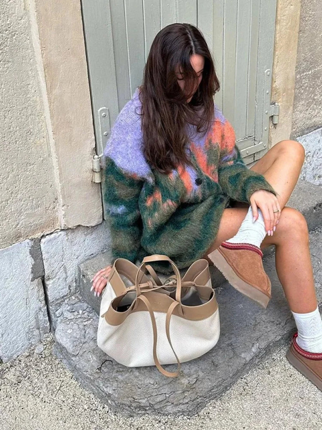 Landscape Abstract Fluffy Cardigan - Festigal