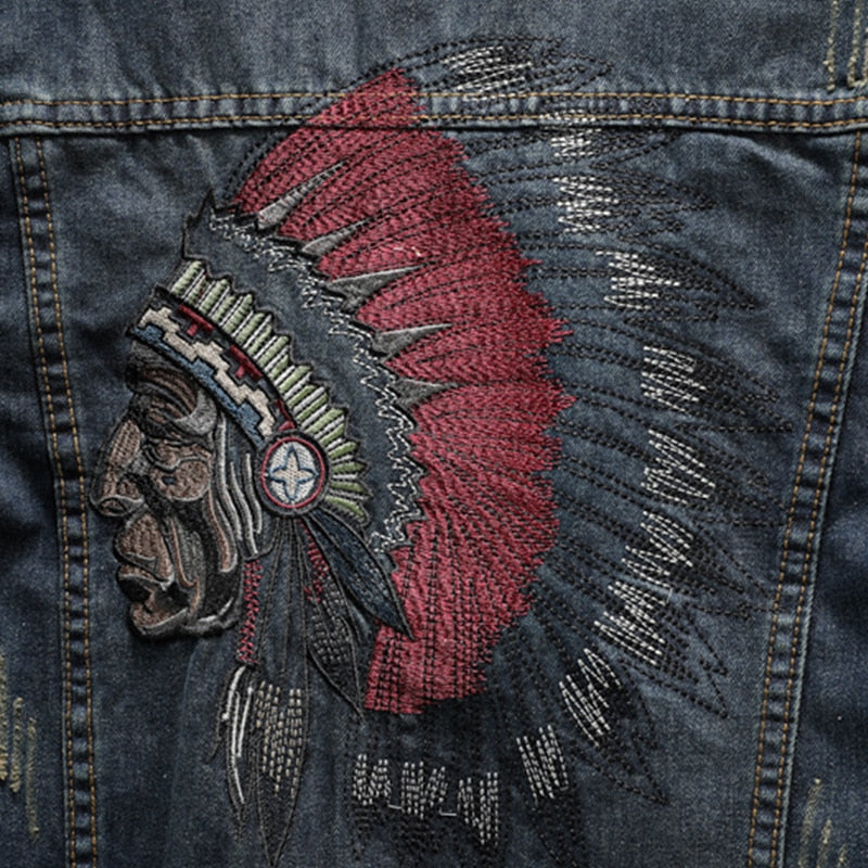 Native Indian Embroidered Denim Jacket