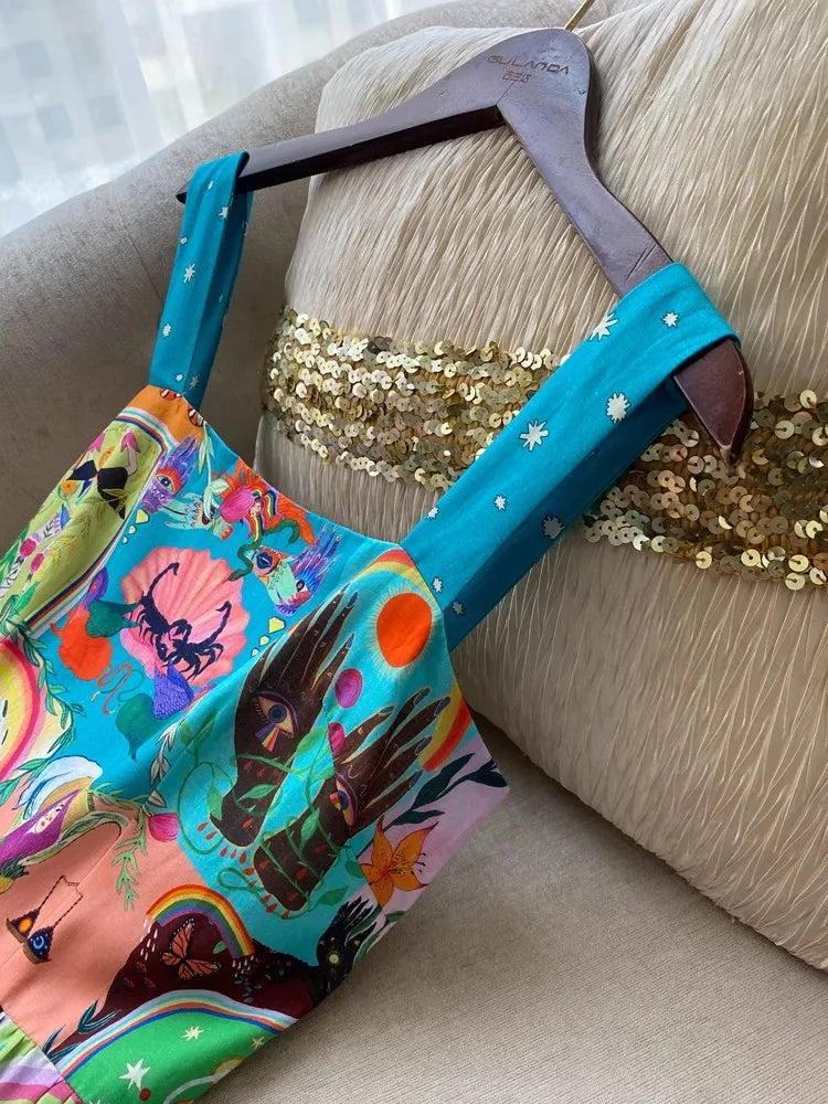 Psychedelic Abstract Ruffled Dress - Festigal