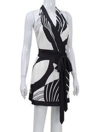 Monochrome V Neck A-Line Dress