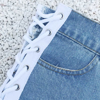 Lace Up Denim Shorts