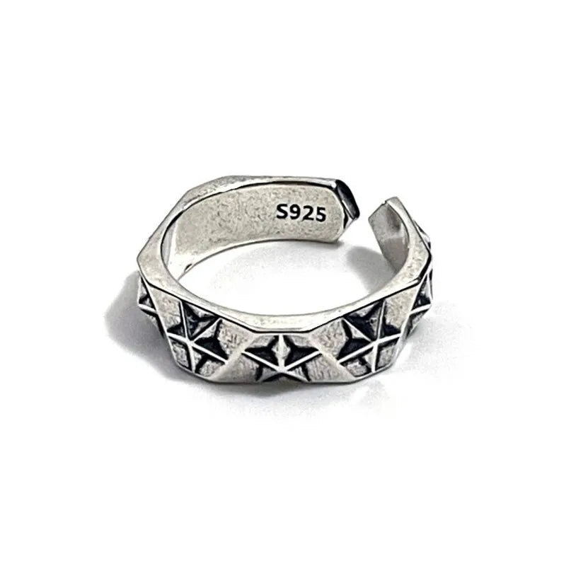 Sterling Silver Star Ring - Adjustable Unisex Festival Jewellery