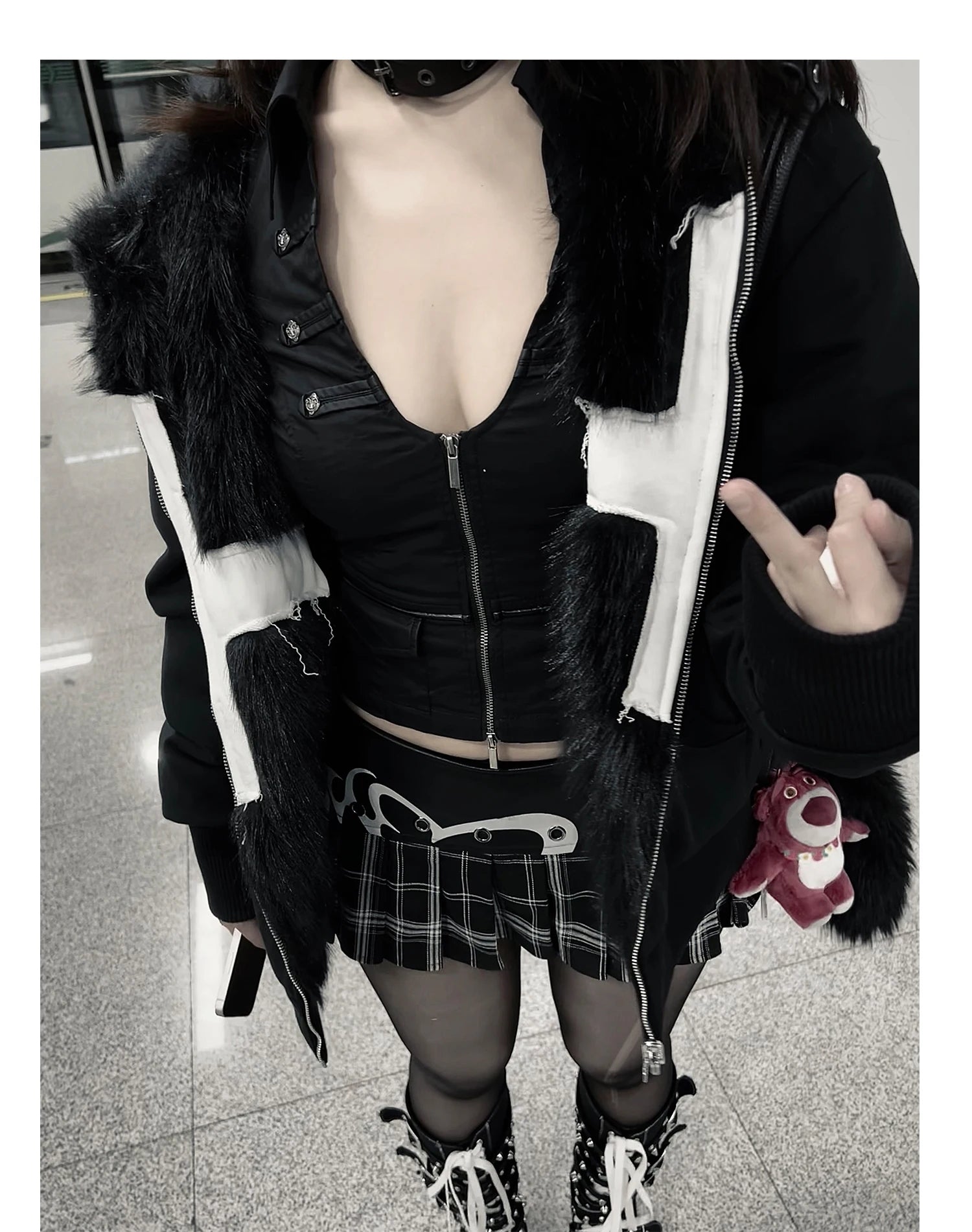 Mens Faux Fur Cross Jacket