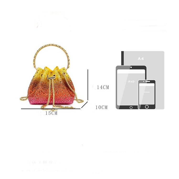 Rhinestone Ombre Bucket Bag - Festigal