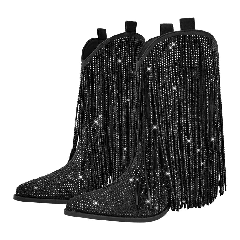 Tassel Rhinestone Cowgirl Boots