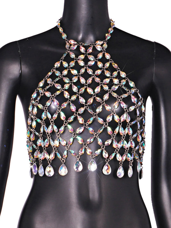 Hollow Out Rhinestone Top