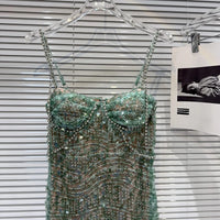 Embellished Green Bustier Dress