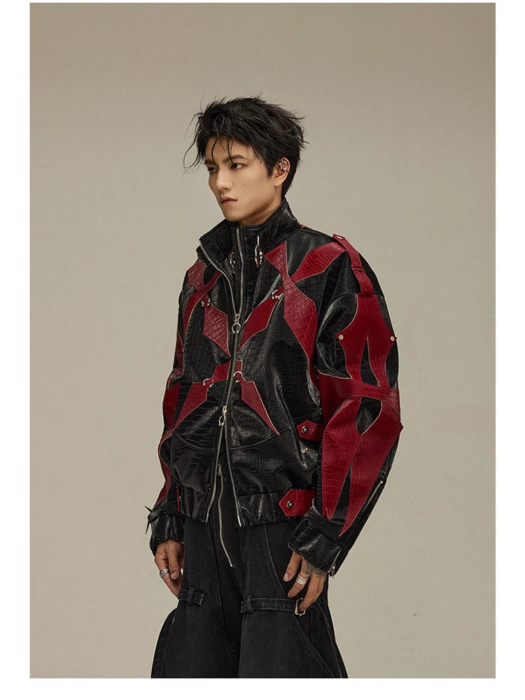 Mens Crocodile Faux Leather Jacket