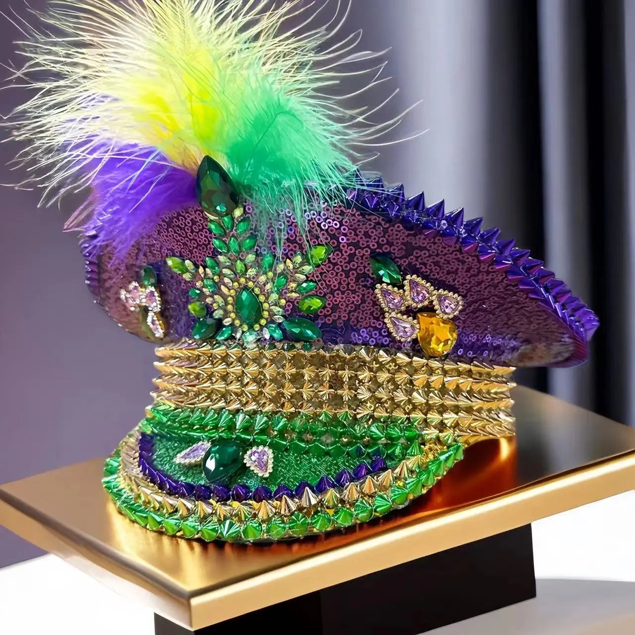 Mardi Gras Feather Military Hat - Festigal