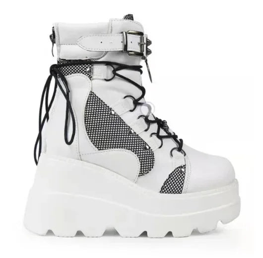 Punk Pink Black White Platform Boots - Festigal