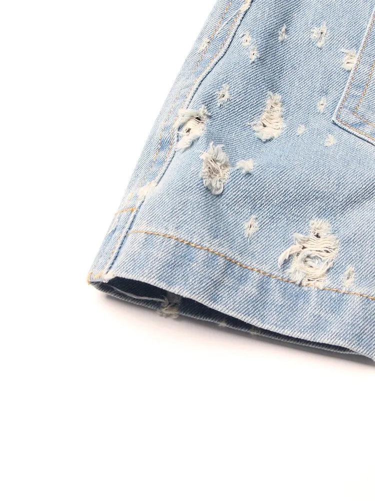 Distressed Denim A-Line Dress - Festigal