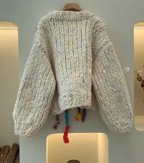 Rainbow Cross Tassel Knitted Cardigan