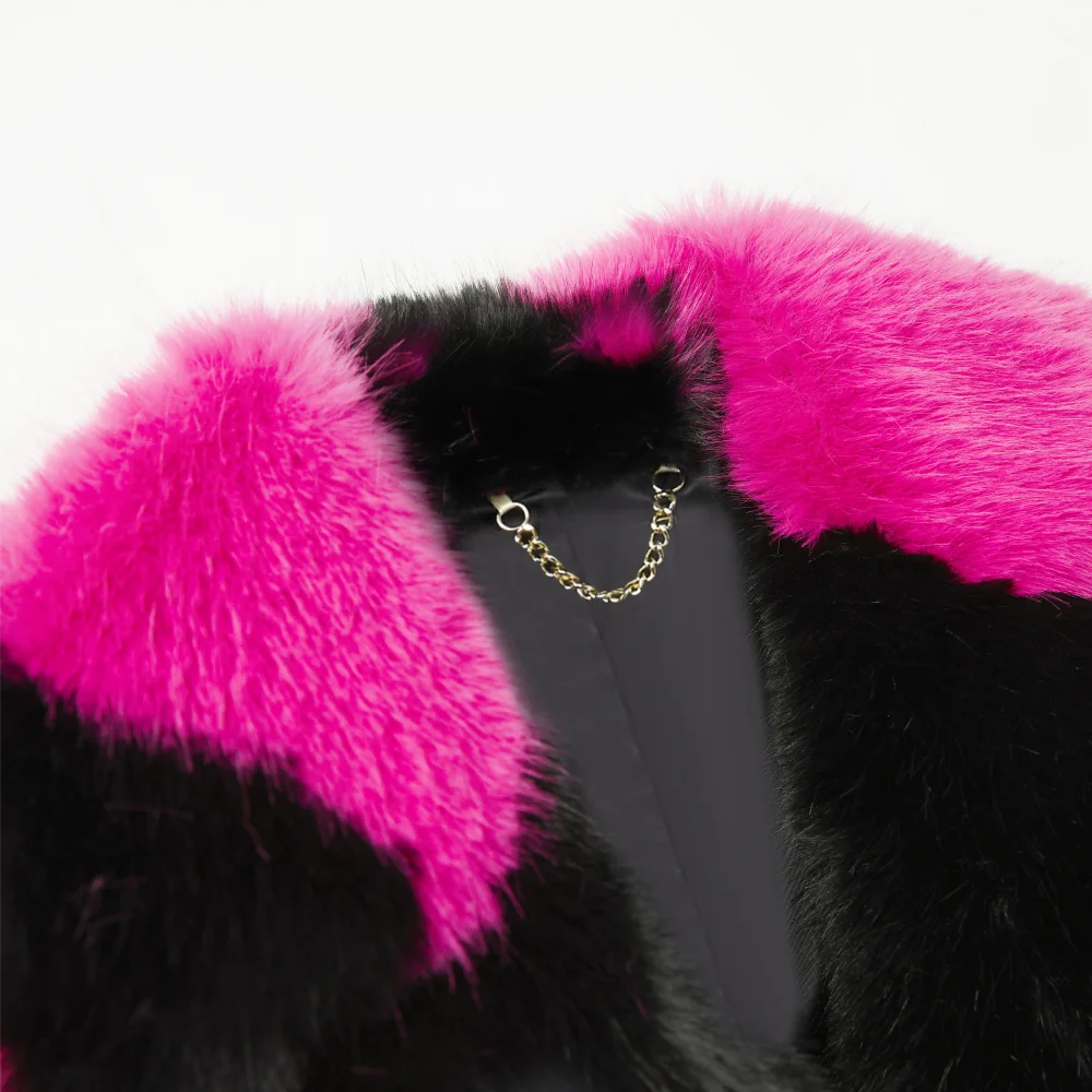Faux Mink Fur Contrast Coat - Festigal
