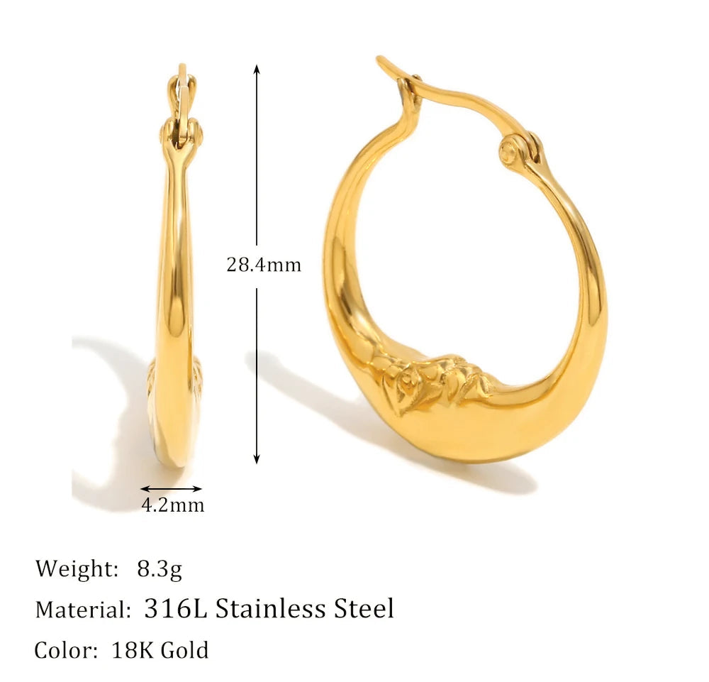 18K Gold Plated Moon Hoop Earrings