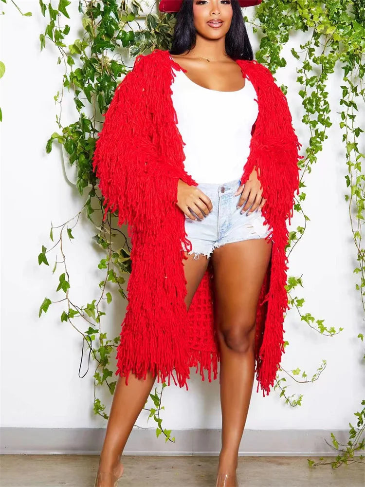 Oversized Tassel Cardigan - Festigal